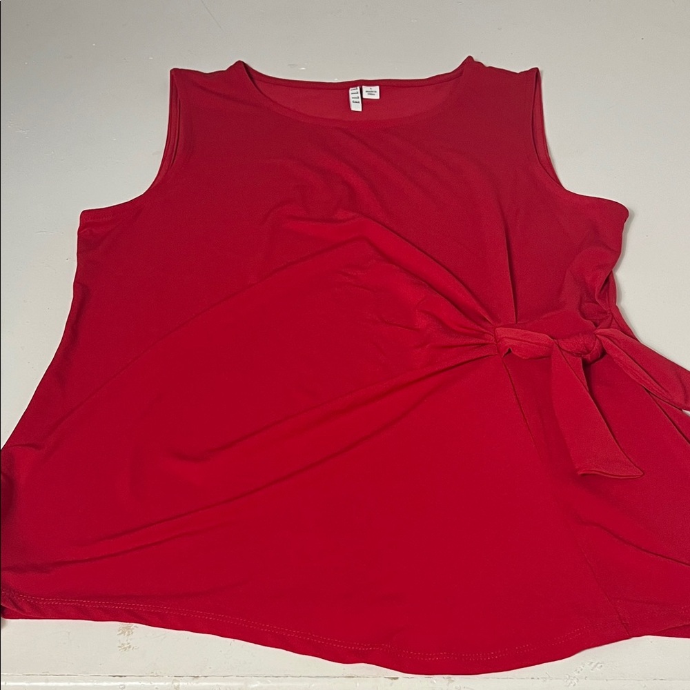 Elle Large Red Side Tie Sleeveless Formal Professional Tank Top